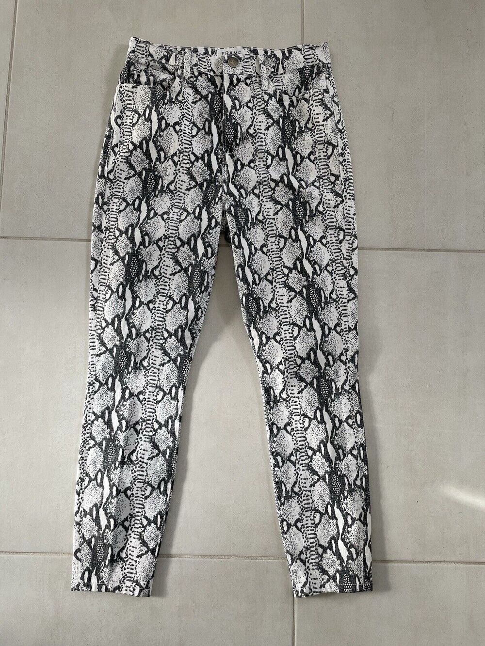 Frame Jeans Denim Skinny Ali High Rise Cigarette Print Stretch